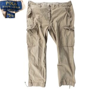 Polo Ralph Lauren Cargo Pants Mens 44B Khaki Ripstop Paratrooper Y2K Military